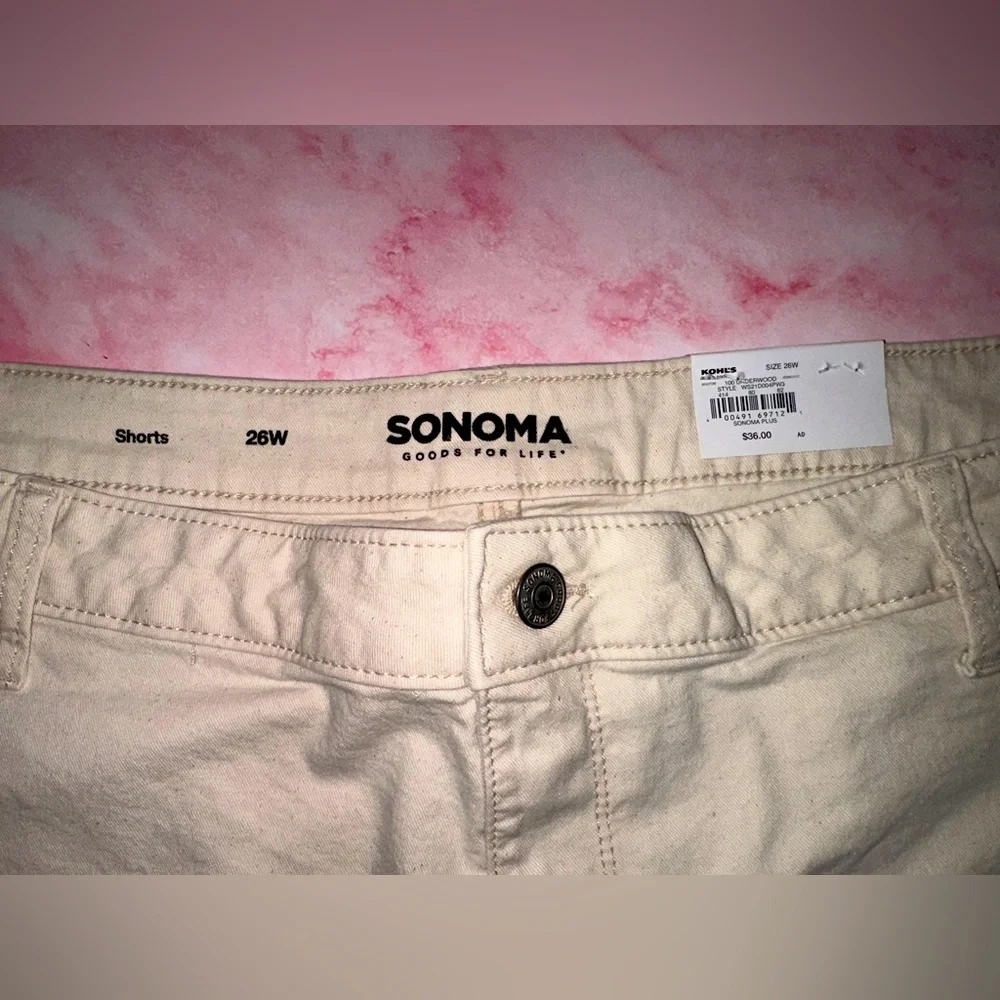 Cream Sonoma Good For Life Plus Size 26W Shorts Premium High-Waisted Denim…NWT - Picture 3 of 10